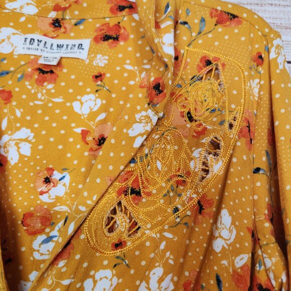 Idyllwind by Miranda Lambert Floral Flare Sleeve Blouse Size XS/TP Button Front - Picture 6 of 16